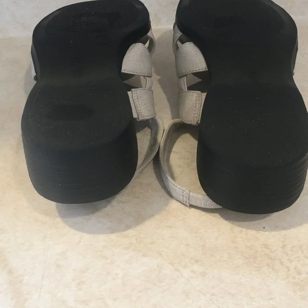 White Stag Linen Open Toe Slip On Sandals